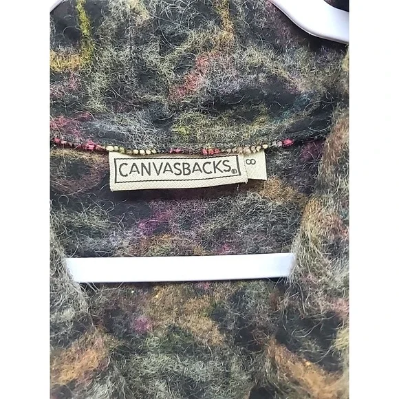 Vtg CANVASBACKS Blazer‎ Wool Boho Avant Garde Abstract Mohair Wearable Art sz 8 - Picture 2 of 11